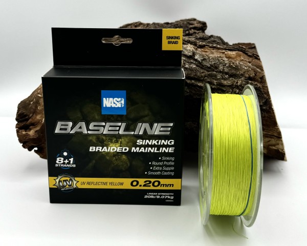 Nash Baseline Sinking Braid UV Yellow Karpfenschnur sinkend 1200m