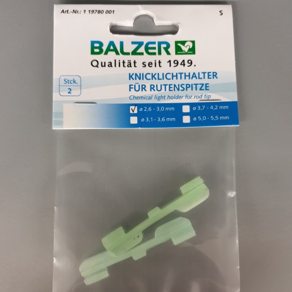 Balzer Knicklichthalter fluoreszierend für Rutenspitze 2,3mm - 3mm S 2 Stück